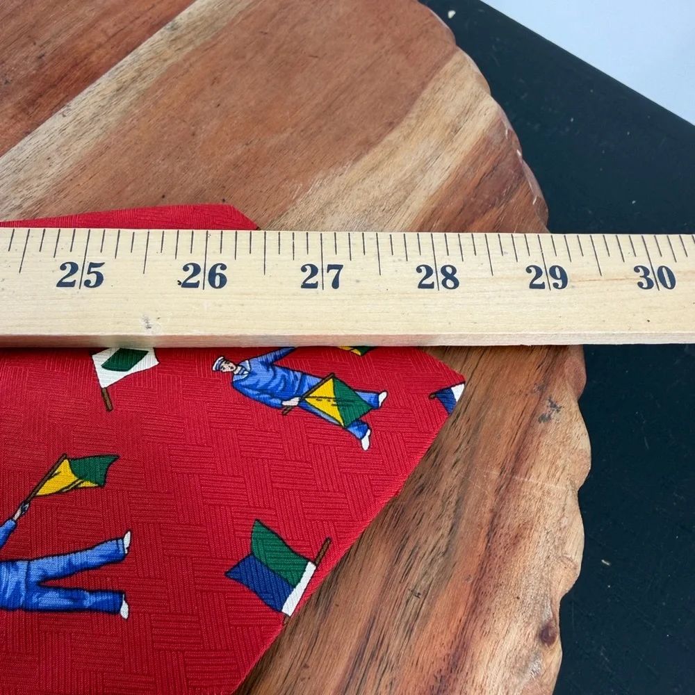 Tommy Hilfiger red necktie nautical signal‎ flag sailor pattern wide 3.75” 56”